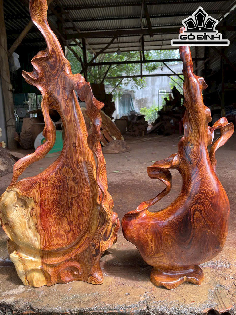 Cặp Bình Phay Gỗ Cẩm Cao 75 Ngang 33 Sâu 20 (cm)