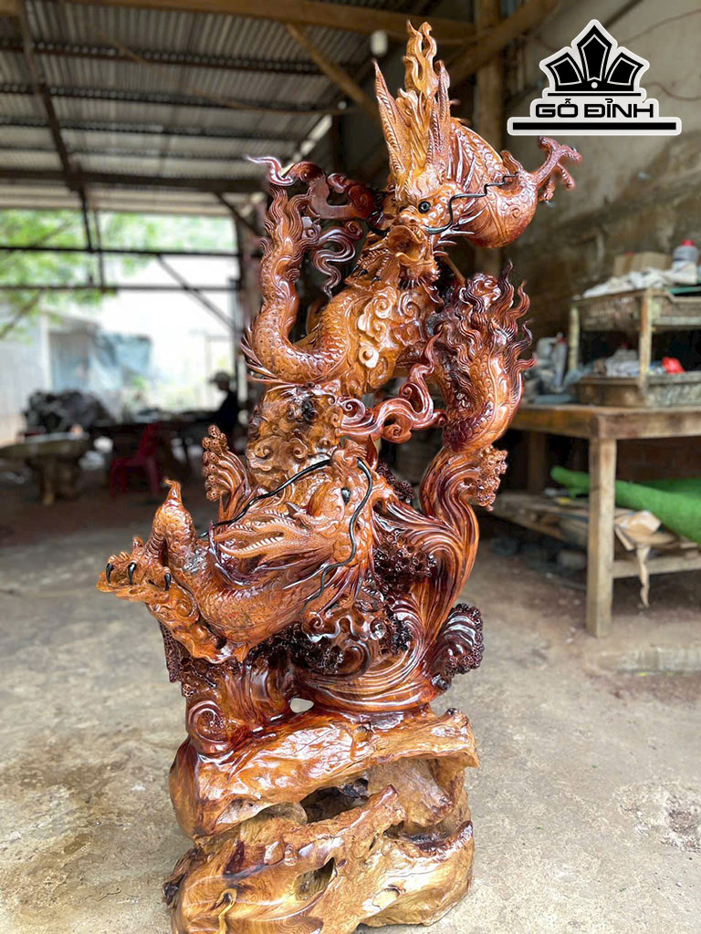 Song Long Gỗ Hương Cao 160 Ngang 70 Sâu 35 (cm)