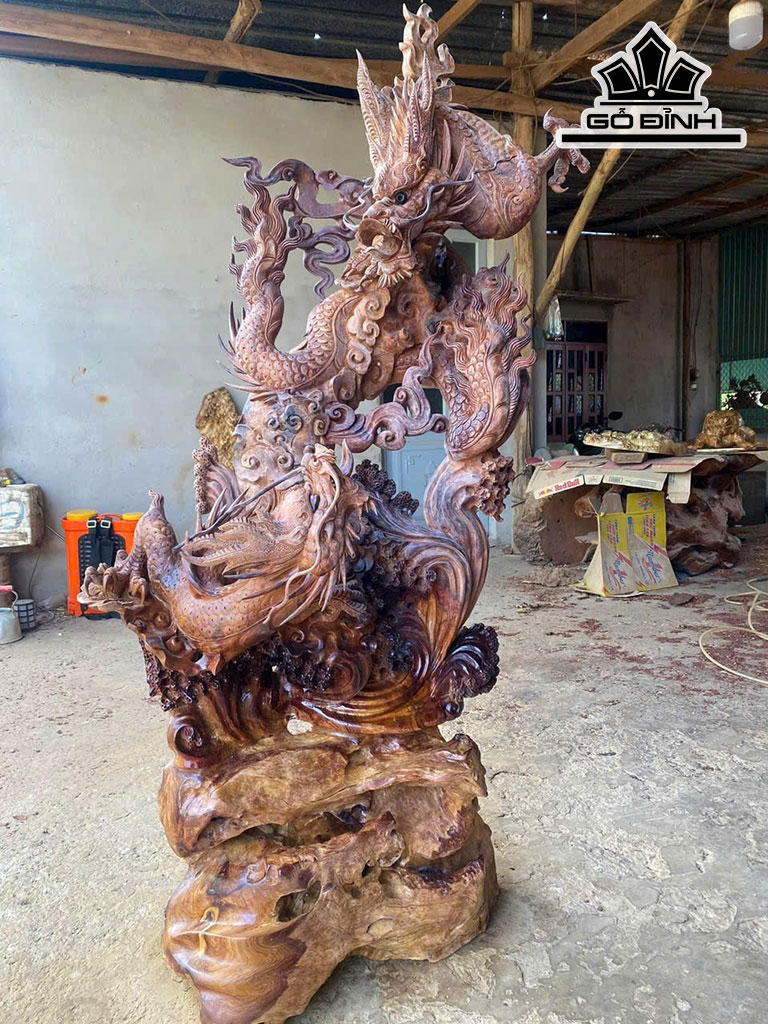 Song Long Gỗ Hương Cao 160 Ngang 70 Sâu 35 (cm)