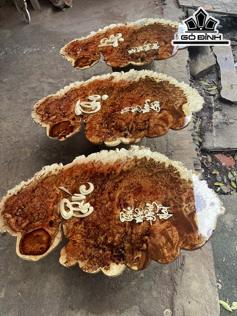 Tranh Phúc Lộc Thọ Gỗ Nu Hương Dài 83 Ngang 43 Sâu 1,1 (cm)