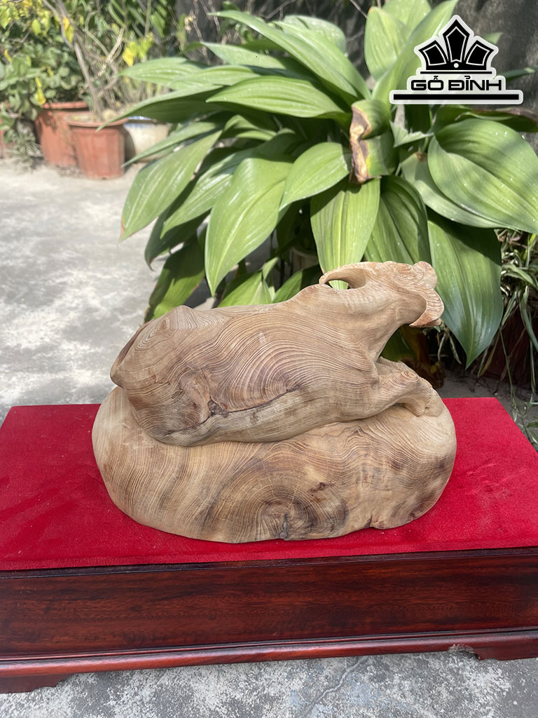 Tượng Trâu Gỗ Ngọc Am Cao 21 Ngang 36 Sâu 22 (cm)