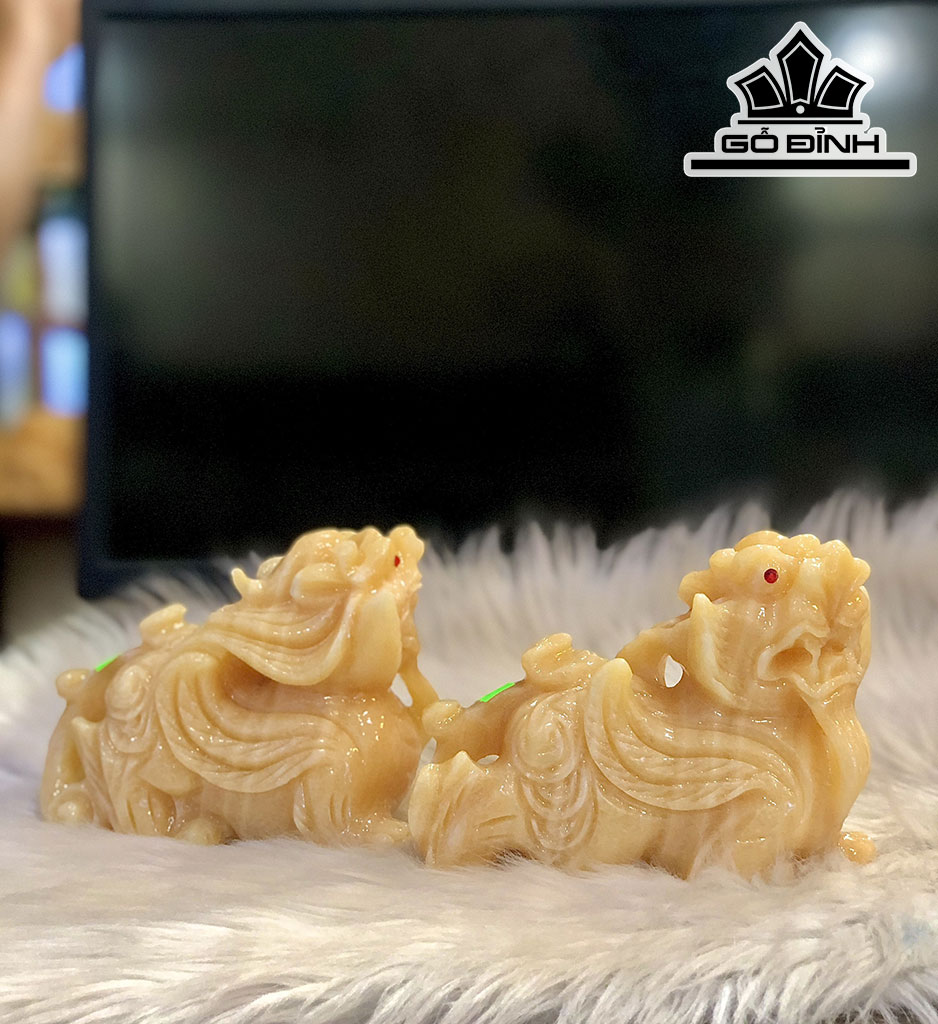 Cặp Tỳ Hưu Đá Ngọc Hoàng Long Cao 16 (cm)
