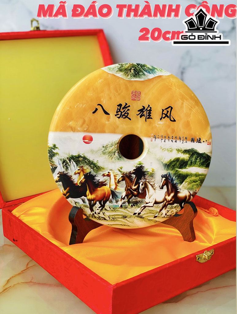 Đồng Điếu Tranh 3D Đá Ngọc Hoàng Long Cao 20 (cm)