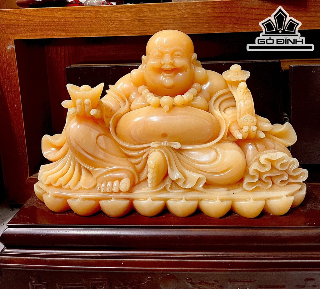 Tượng Di Lặc Như Ý Phát Tài Đá Ngọc Hoàng Long Cao 50 Ngang 40 (cm) 18kg