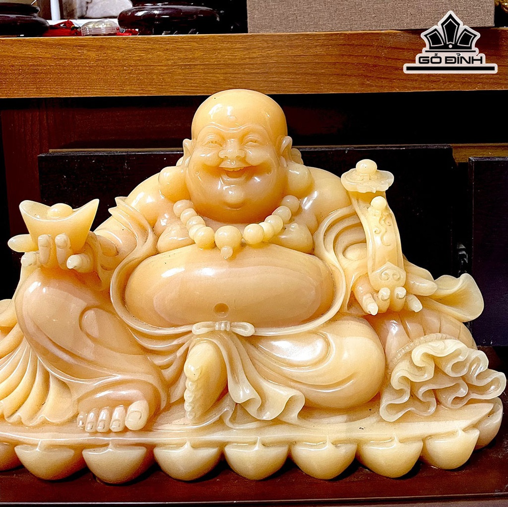Tượng Di Lặc Như Ý Phát Tài Đá Ngọc Hoàng Long Cao 50 Ngang 40 (cm) 18kg