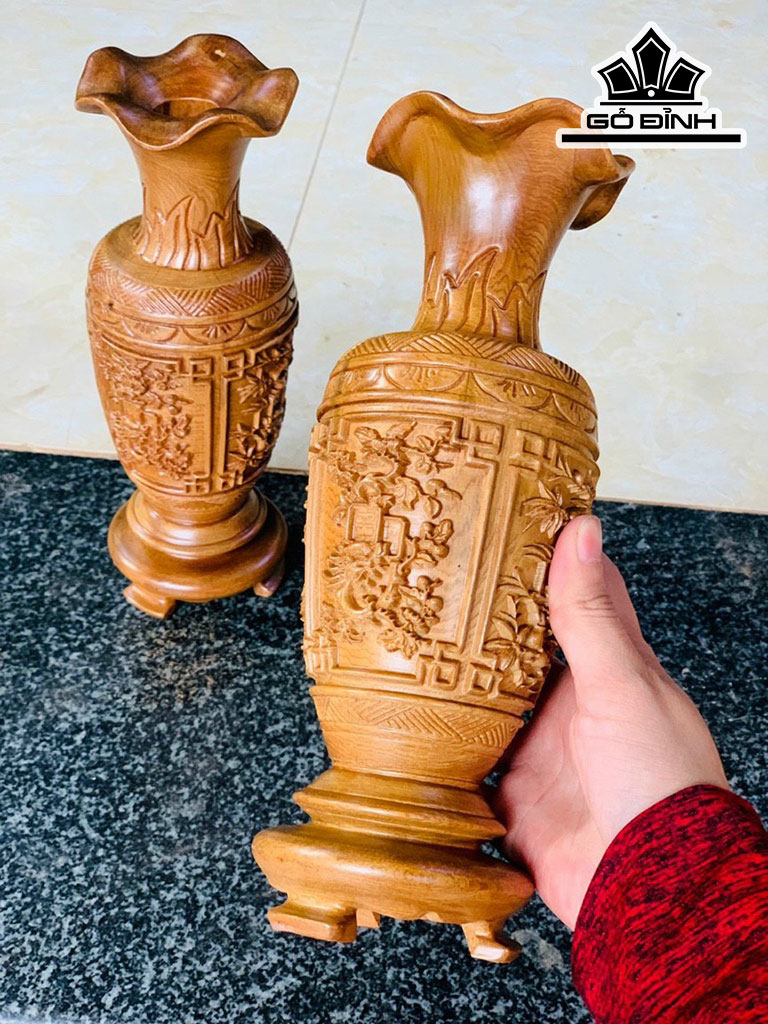 Lục Bình Gỗ Bách Xanh Cao 25 Đường Kính 11 (cm)