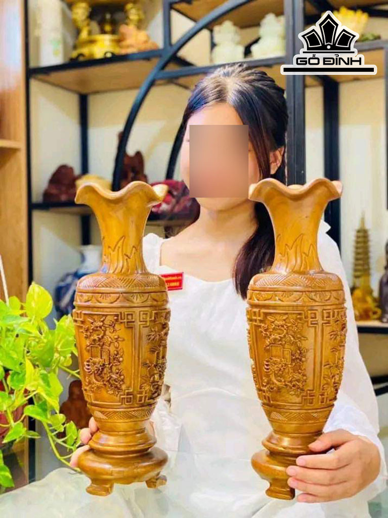 Lục Bình Gỗ Bách Xanh Cao 25 Đường Kính 11 (cm)