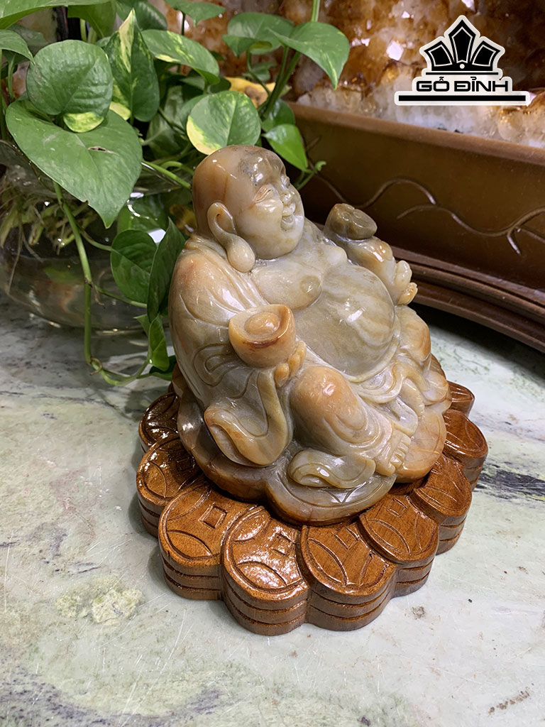 Di Lặc Đá Mã Não Cao 16,3 Ngang 19 Sâu 18 (cm) 3,05kg