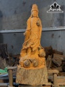 Tượng Phật Bà Quan Âm Gỗ Trắc Cao 53 Ngang 21 Sâu 12 (cm)