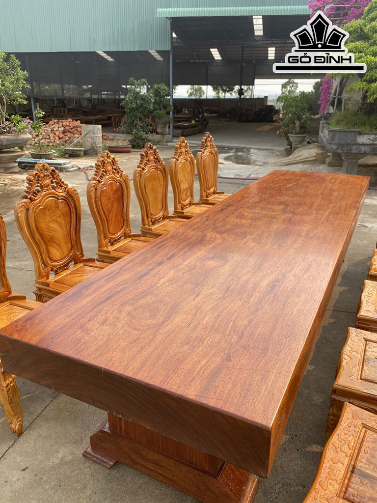 Bộ Bàn Ăn 12 Ghế Gỗ Cà Te Bàn Gỗ Cẩm Hồng Rộng 96 Sâu 16 Dài 350 (cm)