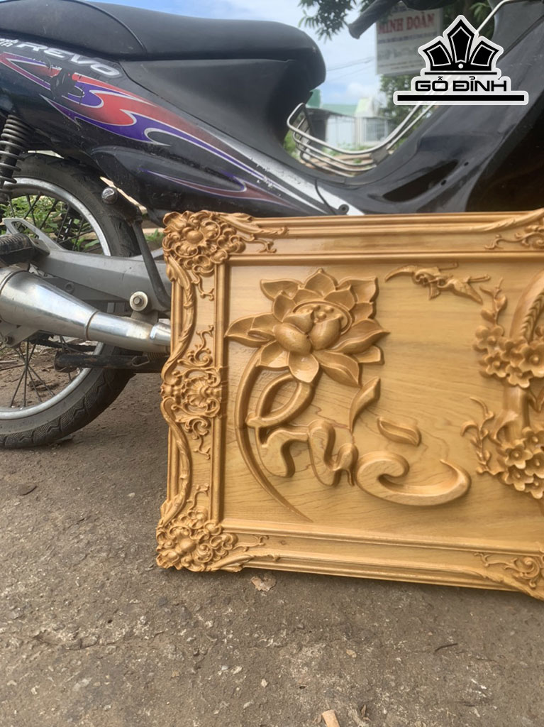 Tranh Phúc Lộc Thọ Gỗ Pơ Mu Cao 45 Ngang 97 Dày 3,5 (cm)