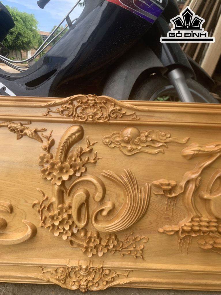 Tranh Phúc Lộc Thọ Gỗ Pơ Mu Cao 45 Ngang 97 Dày 3,5 (cm)