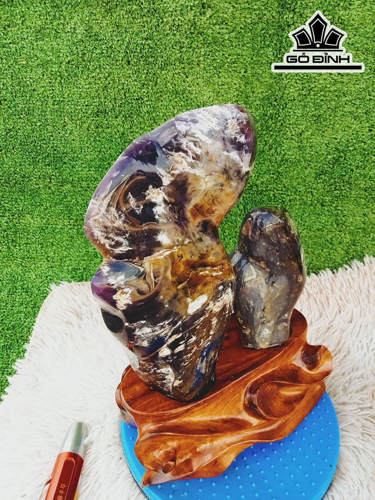 Tác Phẩm Cặp Đá Mã Não Cao 34 Ngang 22 (cm) 6kg