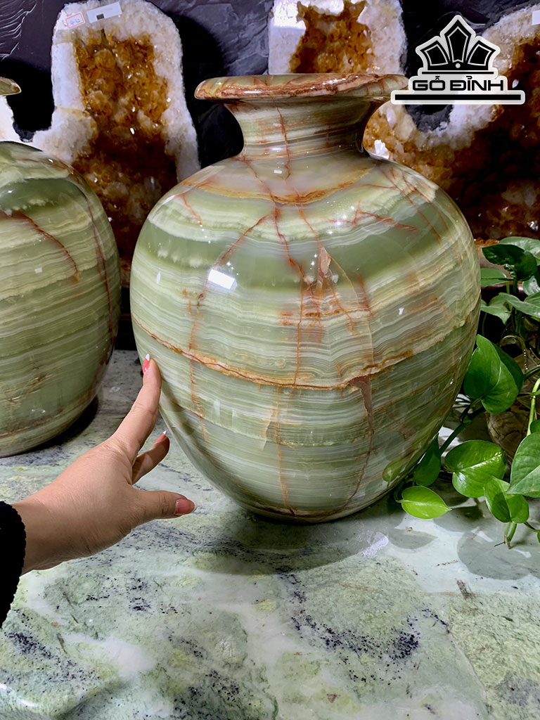 Cặp Bình Phú Quý Đá Onyx Cao 36 Đường Kính Bụng 28 (cm)