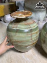 Cặp Bình Phú Quý Đá Onyx Cao 36 Đường Kính Hạt 28 (cm)