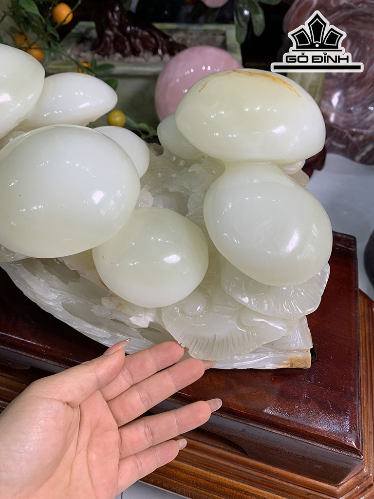 Tác Phẩm Nấm Linh Chi Đá Onyx Cao 23 Ngang 43 Sâu 22,5 (cm) 17,5kg