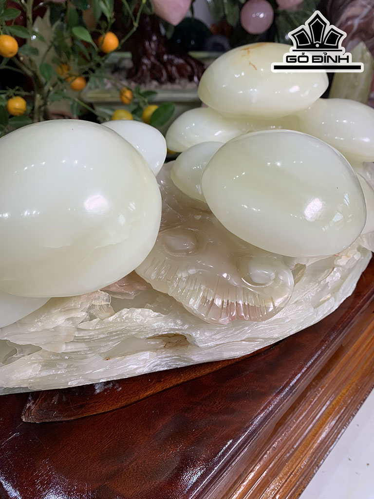 Tác Phẩm Nấm Linh Chi Đá Onyx Cao 23 Ngang 43 Sâu 22,5 (cm) 17,5kg