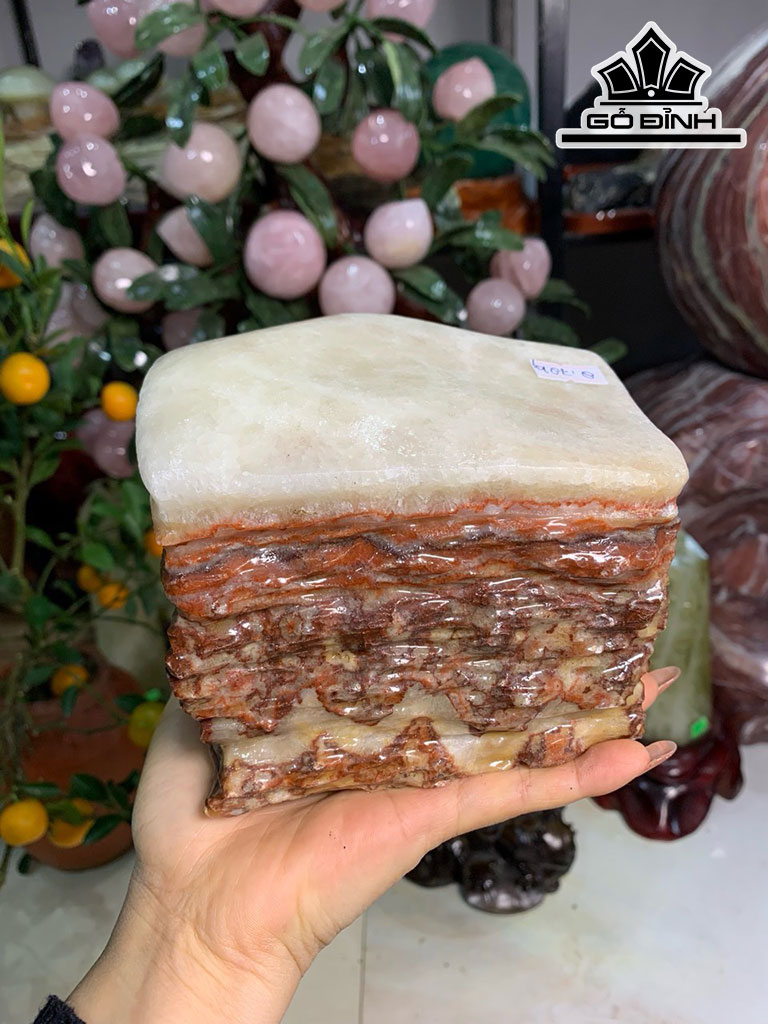 Tác Phẩm Đá Thịt Heo (Canxit) Cao 13 Ngang 11,5 Sâu 9 (cm) 2,72kg