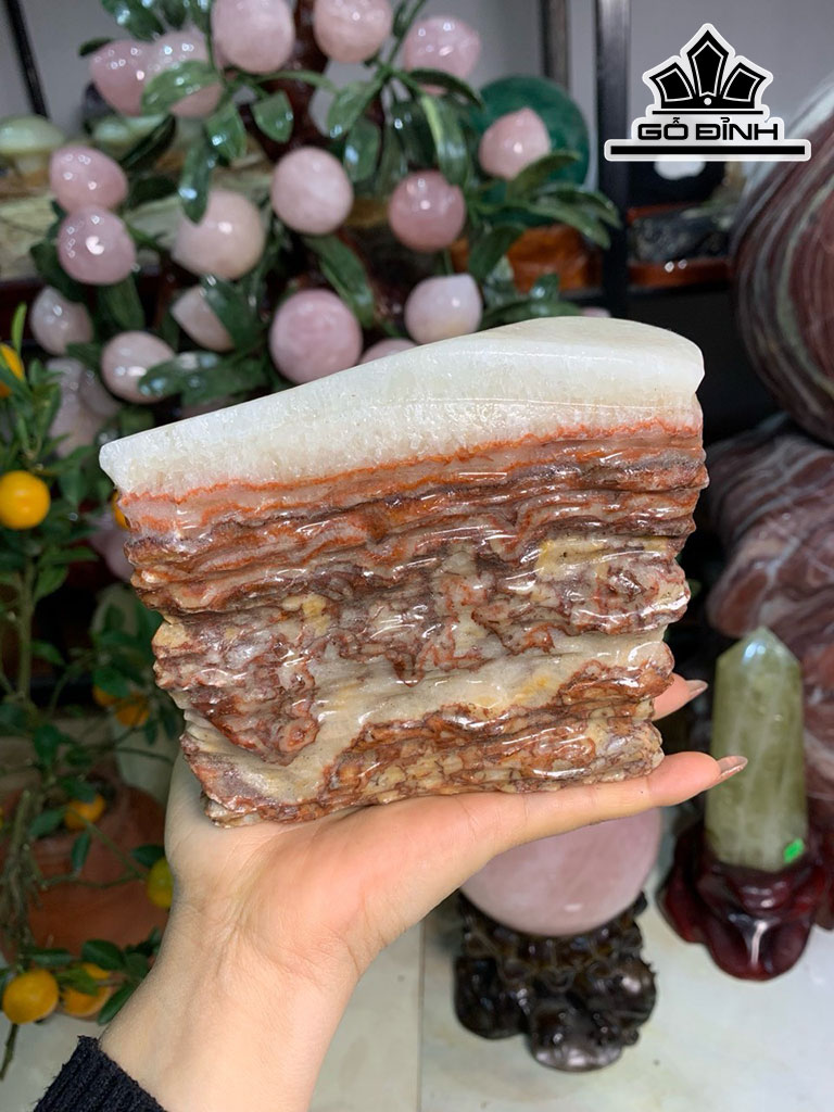 Tác Phẩm Đá Thịt Heo (Canxit) Cao 13 Ngang 11,5 Sâu 9 (cm) 2,72kg