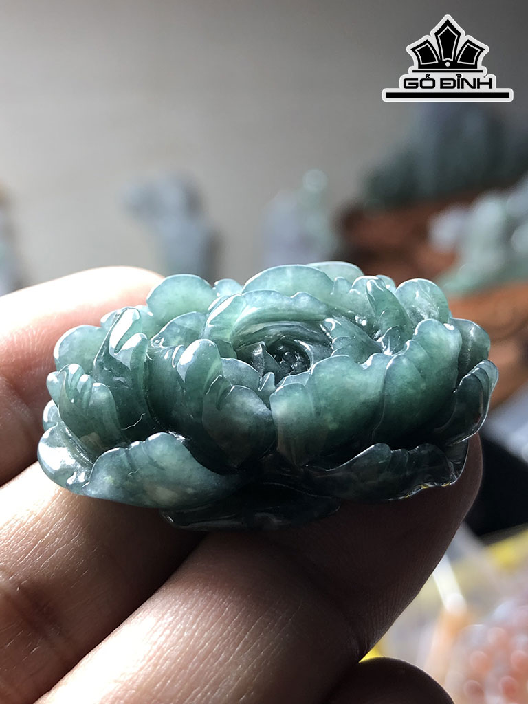 Hoa Mẫu Đơn Đá Cẩm Thạch Cao 26,5 Ngang 36,8 Sâu 10,5 (mm) 16g