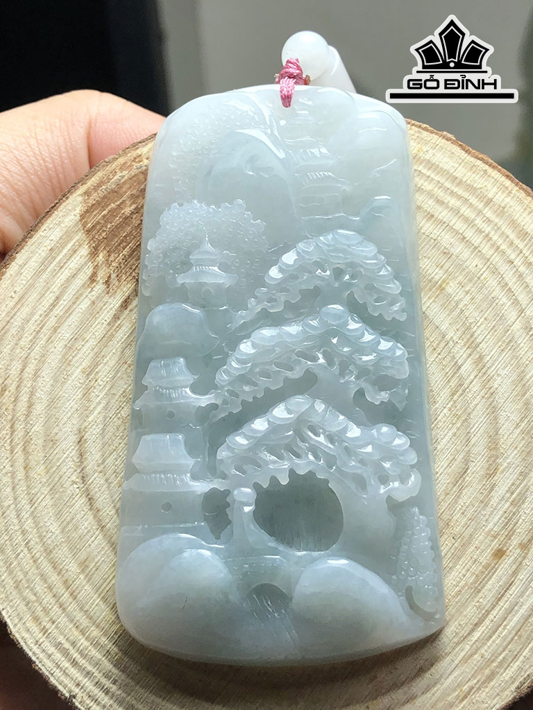 Sơn Thủy Đá Cẩm Thạch Cao 72,3 Ngang 38,5 Sâu 8,8 (mm) 51g