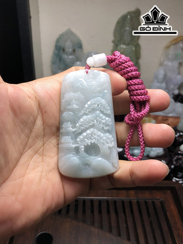Sơn Thủy Đá Cẩm Thạch Cao 72,3 Ngang 38,5 Sâu 8,8 (mm) 51g