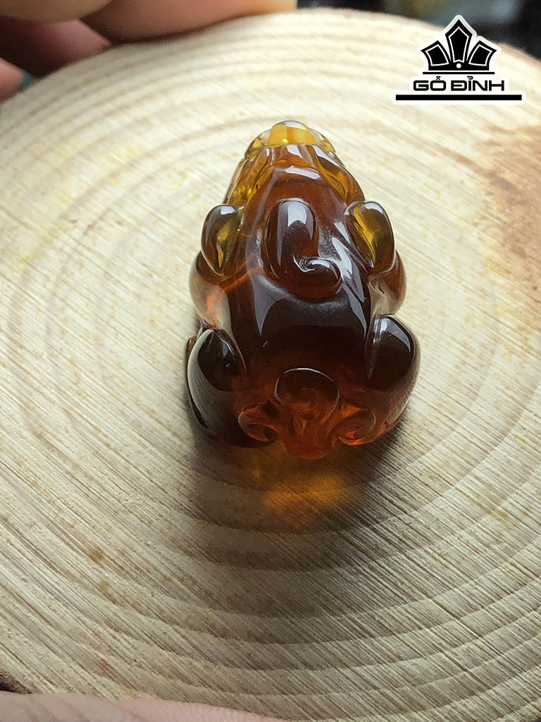 Tỳ Hưu Đá Hổ Phách Cao 29 Ngang 20,5 Sâu 15,5 (mm) 5,2g
