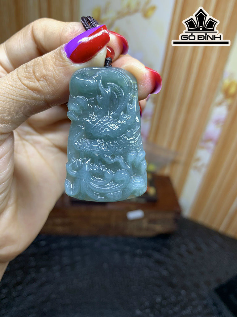 Mặt Dây Chuyền Rồng Đá Cẩm Thạch Cao 45,6 Ngang 27,5 Sâu 5 (mm) 13,6g