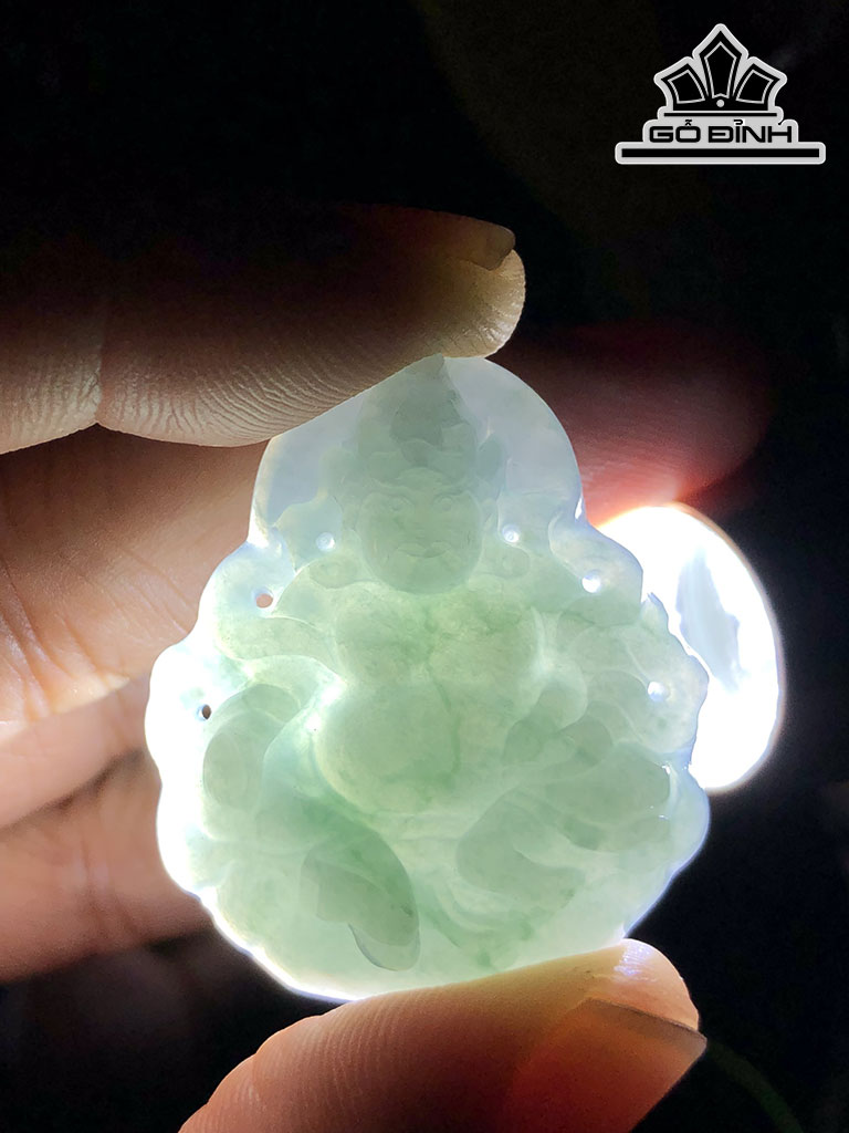 Mặt Dây Chuyền Hoàng Thần Tài Đá Cẩm Thạch Cao 35,5 Ngang 30,5 Sâu 7,9 (mm) 13,5g