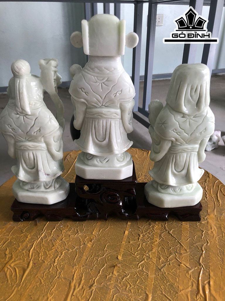 Bộ Tam Đa Phúc Lộc Thọ Đá Canxit Vân Xanh Cao 20 (cm)