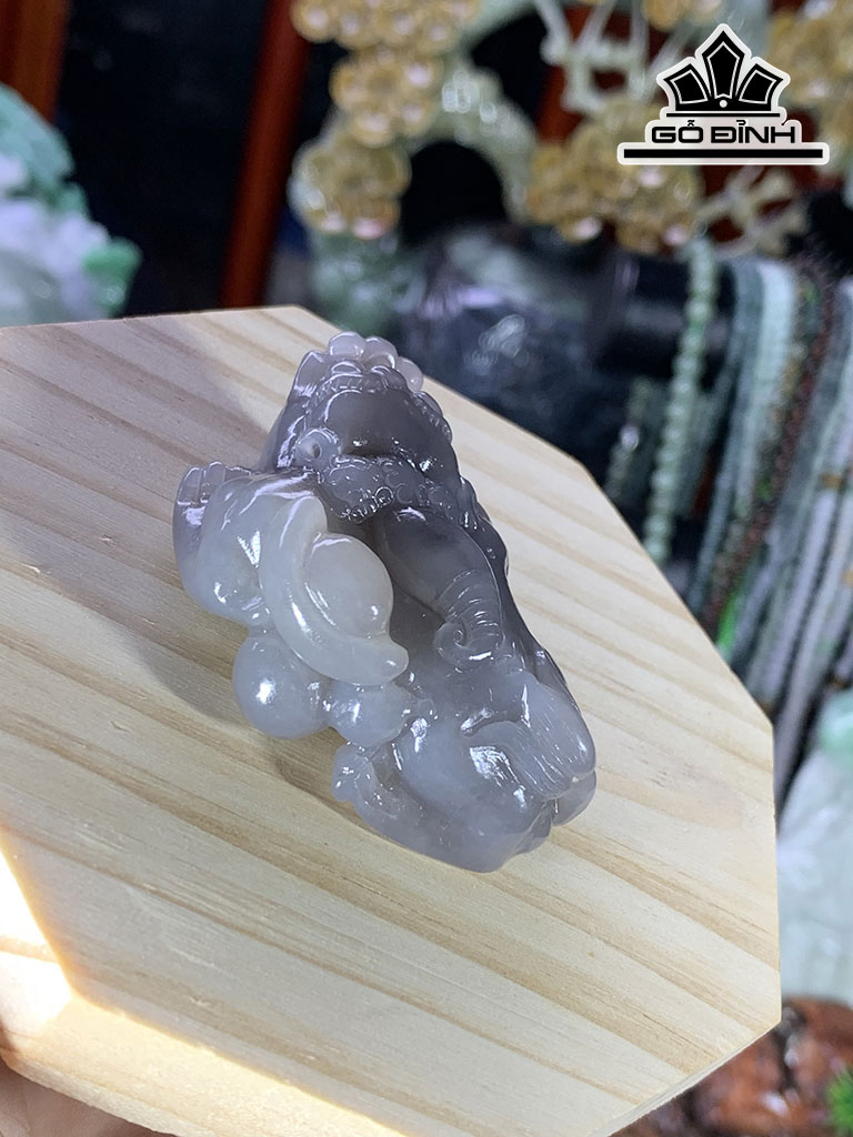 Mặt Dây Chuyền Tỳ Hưu Đá Ngọc Bích Điều Hòa (Nephrite Jade) Cao 57 Ngang 37,5 Sâu 20,8 (mm) 58,5g
