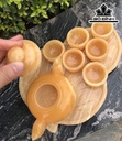 Bộ Ấm Chén Đá Onyx Vàng Ấm Cao 10 Ngang 16 Sâu 9 Chén Cao 5 Ngang 3,3 (cm)