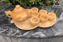 Bộ Ấm Chén Đá Onyx Vàng Ấm Cao 10 Ngang 16 Sâu 9 Chén Cao 5 Ngang 3,3 (cm)
