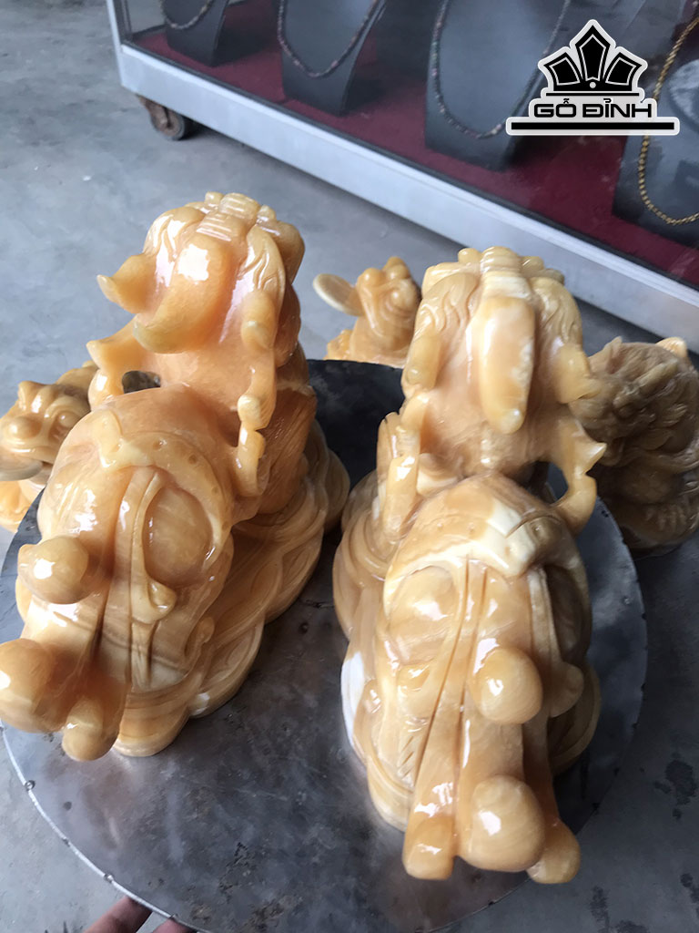 Cặp Tỳ Hưu Đá Ngọc Hoàng Long Cao 22 Ngang 29 (cm) 15,8kg