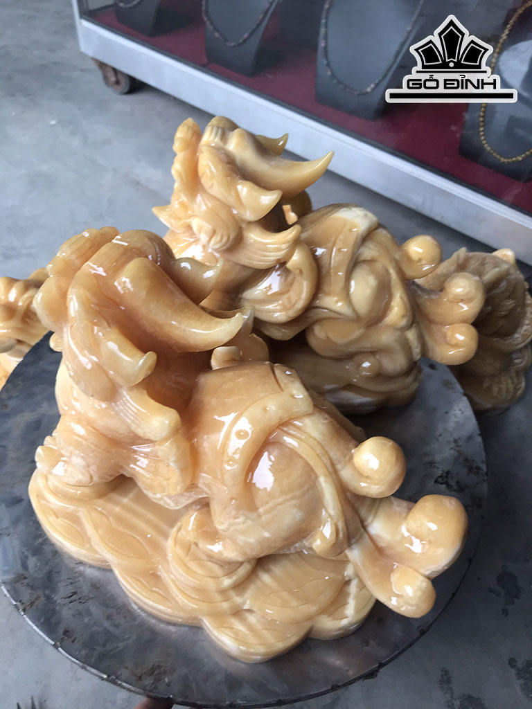 Cặp Tỳ Hưu Đá Ngọc Hoàng Long Cao 22 Ngang 29 (cm) 15,8kg