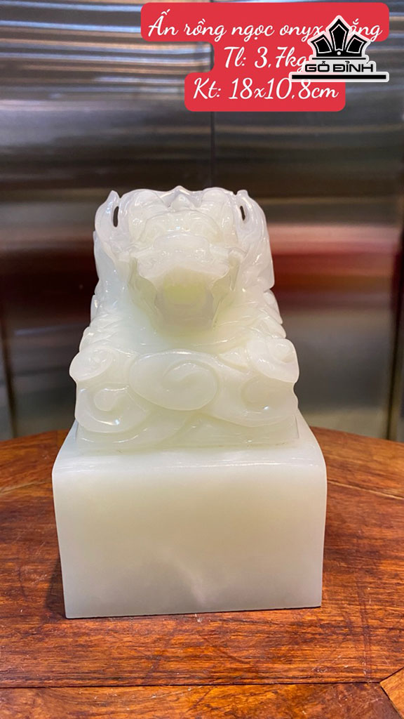 Ấn Rồng Đá Onyx Trắng Cao 18 Ngang 10 (cm) 3,7kg