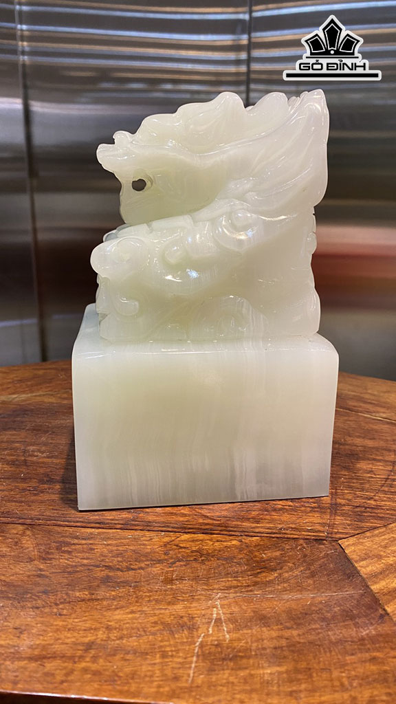 Ấn Rồng Đá Onyx Trắng Cao 18 Ngang 10 (cm) 3,7kg
