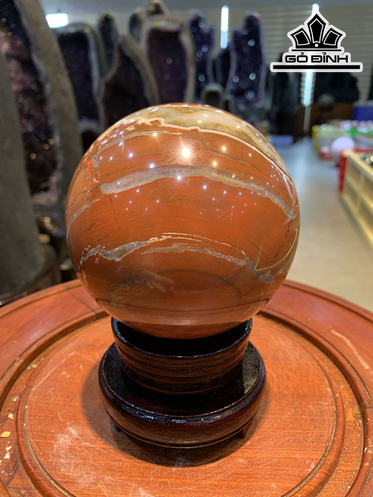 Bi Cầu Đá Ngọc Bích Đỏ (Nephrite Jade) Đường Kính Hạt 11,5 (cm) 2kg