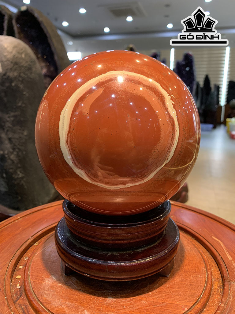 Bi Cầu Đá Ngọc Bích Đỏ (Nephrite Jade) Đường Kính Hạt 15 (cm) 5,9kg