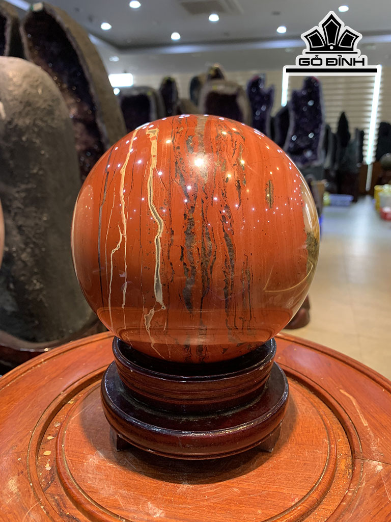 Bi Cầu Đá Ngọc Bích Đỏ (Nephrite Jade) Đường Kính Hạt 15 (cm) 5,9kg