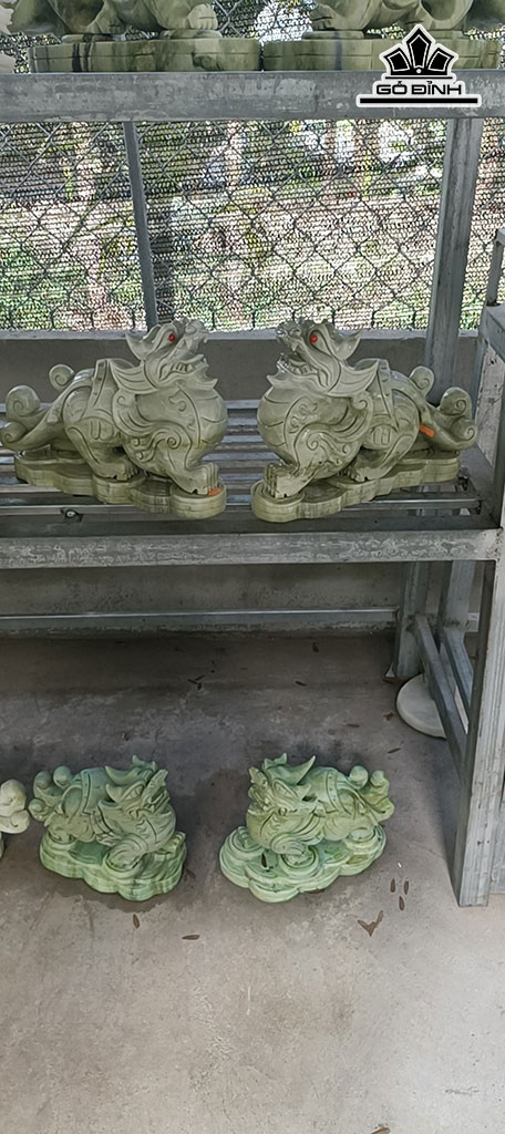 Cặp Tỳ Hưu Đá Serpentine Ngang 30 (cm) 15kg