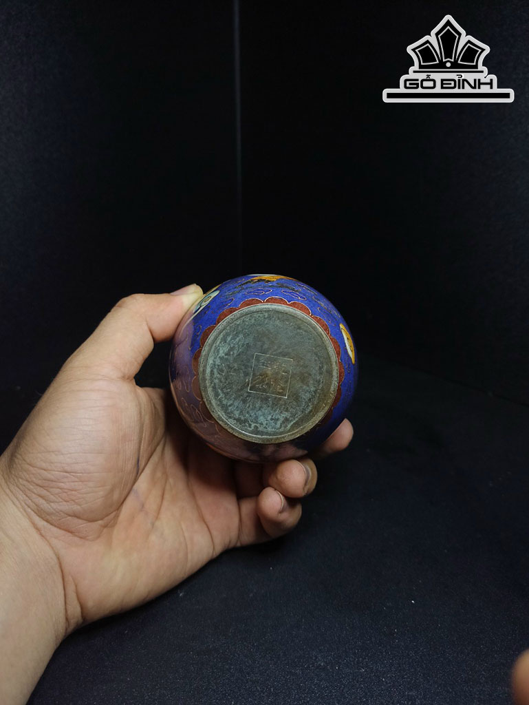Đôi Bình Pháp Lam Họa Tiết Hạc Mây Cao 23,5 (cm) 1,8kg