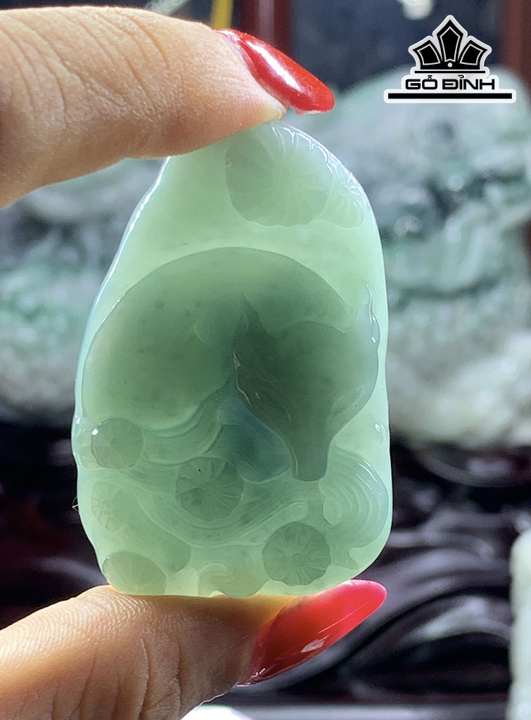 Mặt Dây Chuyền Hồ Ly Đá Cẩm Thạch Cao 51,4 Ngang 34 Sâu 6,9 (mm) 25,6g