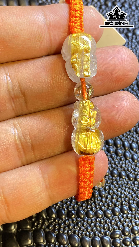 Vòng Tay Tỳ Hưu Đá Thạch Anh Tóc Vàng Cao 18 Ngang 11 Sâu 9 (mm) 7,6g