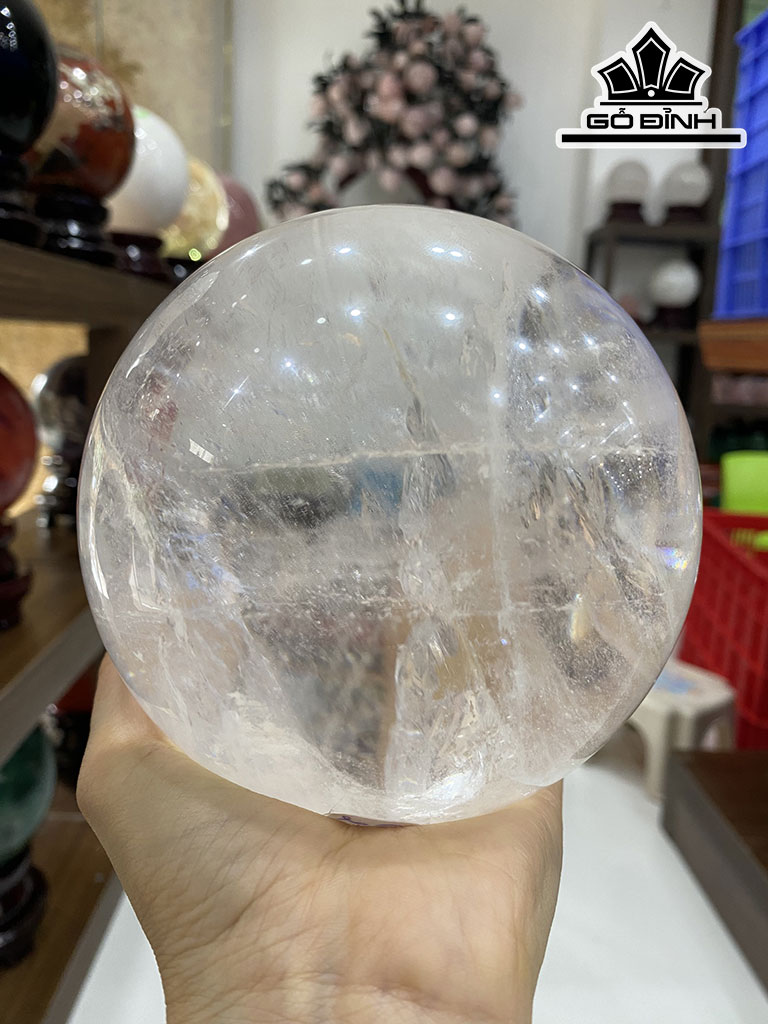 Bi Cầu Đá Thạch Anh Trắng Đường Kính 12 (cm) 2,66kg