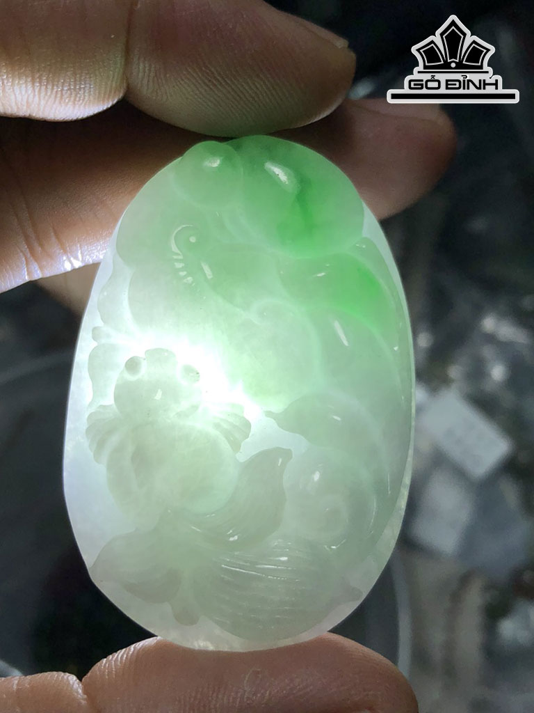 Mặt Dây Chuyền Niên Niên Hữu Dư Đá Cẩm Thạch Cao 51 Ngang 34 Sâu 7 (mm) 24g