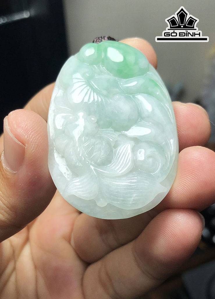 Mặt Dây Chuyền Niên Niên Hữu Dư Đá Cẩm Thạch Cao 51 Ngang 34 Sâu 7 (mm) 24g