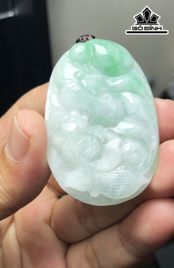 Mặt Dây Chuyền Niên Niên Hữu Dư Đá Cẩm Thạch Cao 51 Ngang 34 Sâu 7 (mm) 24g