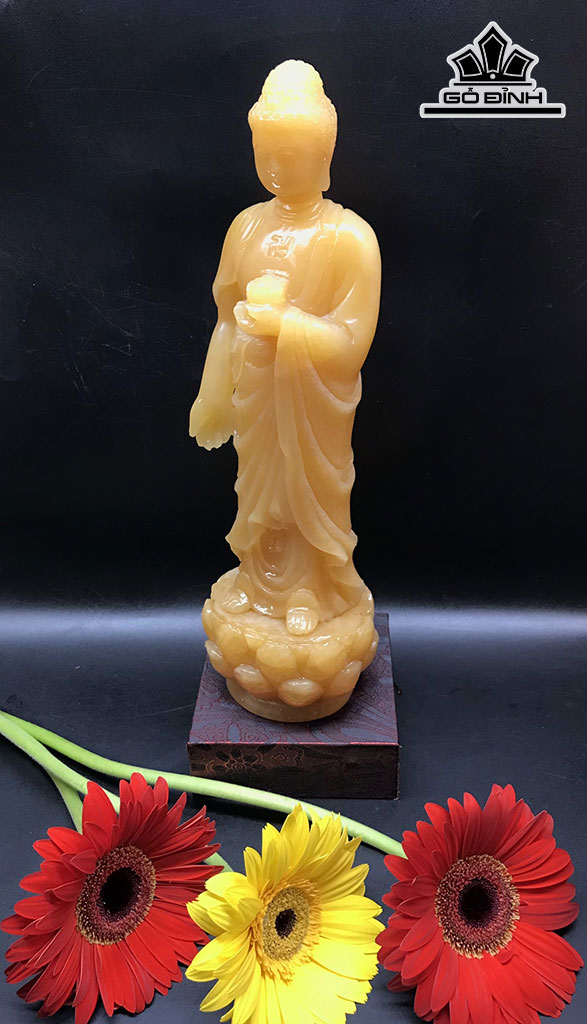 Tôn Tượng Đức Phật Adida Đá Ngọc Hoàng Long Cao 30 Ngang 10 Sâu 8 (cm) 1,75 - 1,8kg