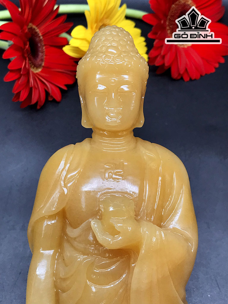 Tôn Tượng Đức Phật Adida Đá Ngọc Hoàng Long Cao 30 Ngang 10 Sâu 8 (cm) 1,75 - 1,8kg